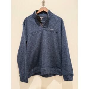 Eddie Bauer Men’s Large Navy Pullover Sweater Collared 1/4 Snap Button Up Casual